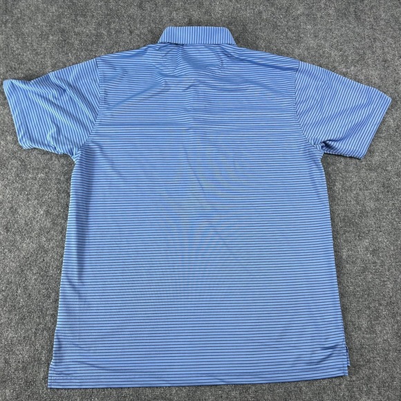 Donald Ross Polo Shirt Mens Medium‎ Blue Stripe Golf Performance Casual Top - Picture 4 of 6